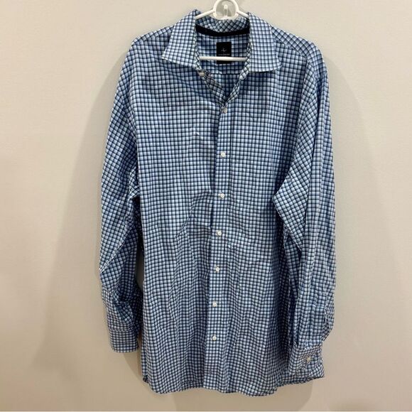 Tailorbyrd Mens 100% Cotton Long Sleeve Button Up Blue Plaid Shirt Size 3XLT - Picture 1 of 7